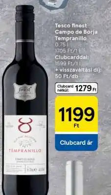Tesco Tesco finest Campo de Borja Tempranillo ajánlat