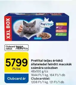 Tesco PreVital teljes értékű állateledel felnőtt macskák számára szószban ajánlat