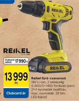 Tesco Reikel fúró-csavarozó ajánlat