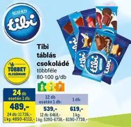 Metro Tibi táblás csokoládé ajánlat