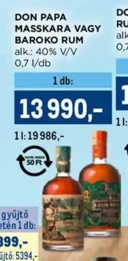 Metro Don Papa Masskara, baroko rum ajánlat