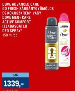 Metro Dove Advanced Care Go Fresh sárkánygyümölcs és kókuszkrém, Dove Men+ Care Active Comfort izzadásgátló deo spray ajánlat