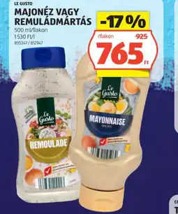 ALDI LE GUSTO MAJONÉZ VAGY REMULÁDMÁRTÁS ajánlat