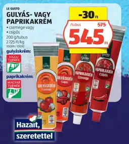 ALDI LE GUSTO GULYÁS- VAGY PAPRIKAKRÉM ajánlat