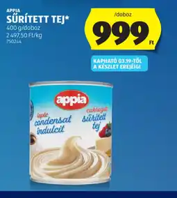 ALDI APPIA SŰRÍTETT TEJ ajánlat