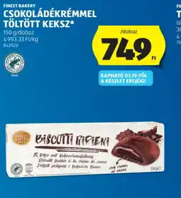ALDI FINEST BAKERY CSOKOLÁDÉKRÉMMEL TÖLTÖTT KEKSZ ajánlat