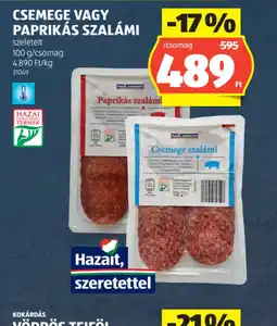 ALDI CSEMEGE VAGY PAPRIKÁS SZALÁMI ajánlat