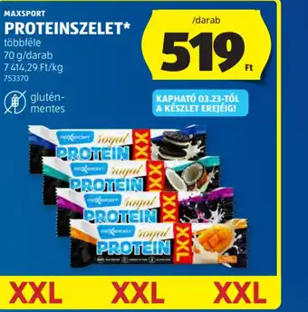 ALDI MAXSPORT PROTEINSZELET ajánlat