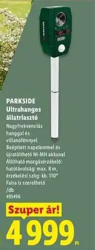 Lidl PARKSIDE Ultrahangos állatriasztó ajánlat