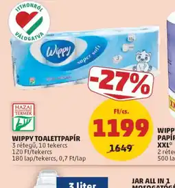 PENNY WIPPY TOALETTPAP 2 rétegűR ajánlat