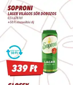 CBA SOPRONI LAGER VILÁGOS SÖR ajánlat