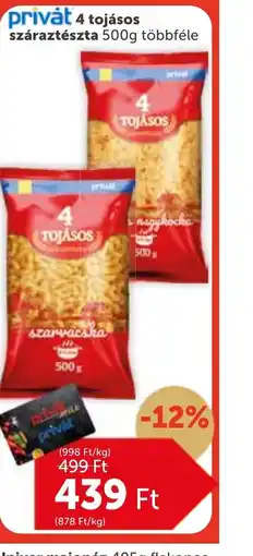 PRIVÁT PRIVÁT 4 tojásos száraztészta ajánlat