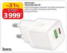 Auchan HOCO N65 TELEFONTÖLTŐ ajánlat