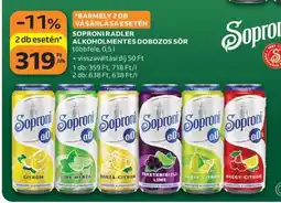 Auchan Soproni Radler Alkoholmentes Dobozos Sör ajánlat