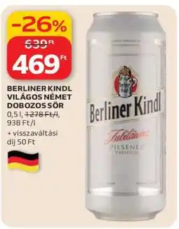 Auchan BERLINER KINDL VILÁGOS NÉMET DOBOZOS SÖR ajánlat