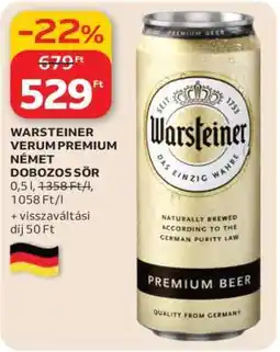 Auchan Warsteiner Verum Premium Német Dobozos Sör ajánlat