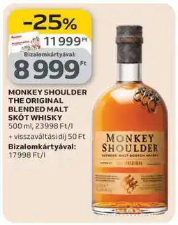 Auchan MONKEY SHOULDER THE ORIGINAL BLENDED MALT SKÓT WHISKY ajánlat