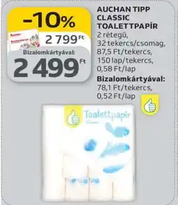 Auchan AUCHAN TIPP CLASSIC TOALETTPAPÍR ajánlat