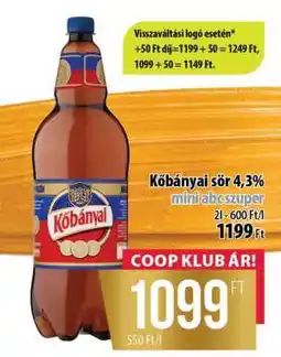 Coop Kőbányai sör 4,3% ajánlat