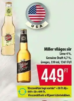 Coop MILLER Világos sör ajánlat