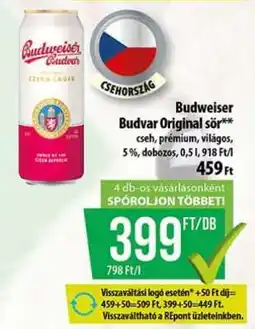 Coop Budweiser Budvar Original sör ajánlat