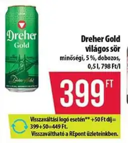 Coop DREHER Gold világos sör ajánlat