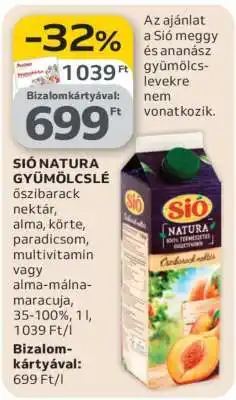 Auchan Sió Natura gyümölcslé ajánlat