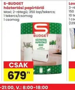 Spar S-BUDGET háztartási papírtörlő ajánlat
