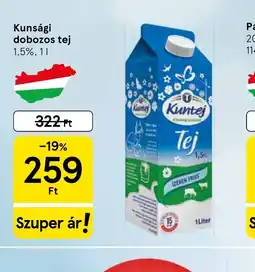 Tesco Kunsági dobozos tej ajánlat