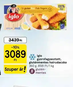 Tesco Iglo gyorsfagyasztott gluténmentes halrudacska ajánlat