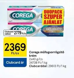Tesco COREGA műfogsorrögzítő krém ajánlat