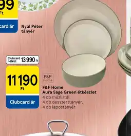 Tesco F 4 db desszerttányér,F Home Aura Sage Green étkészlet ajánlat