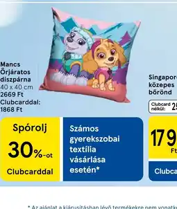 Tesco Mancs Őrjáratos díszpárna ajánlat