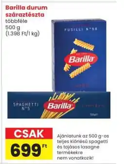 Interspar Barilla durum száraztészta ajánlat