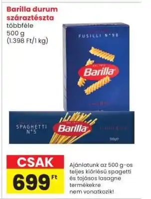 Interspar Barilla durum száraztészta ajánlat