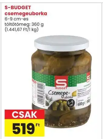 Interspar S-BUDGET csemegeuborka ajánlat