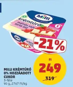 PENNY Milli Krémtúró 0% Hozzáadott Cukor ajánlat