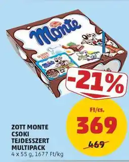 PENNY Zott Monte Csoki Tejdesszert Multipack ajánlat