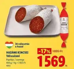 Lidl HAZÁNK KINCSEI Téliszalámi ajánlat
