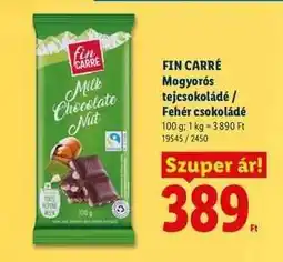 Lidl Fin Carré Mogyorós tejcsokoládé / fehér csokoládé ajánlat