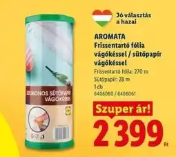Lidl Aromata Frissentartó fólia vágókéssel / sütőpapír vágókéssel ajánlat