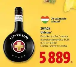 Lidl Zwack Unicum ajánlat