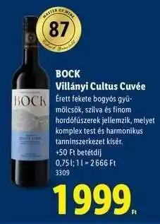 Lidl BOCK Villányi Cultus Cuvée ajánlat