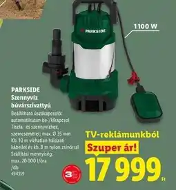 Lidl PARKSIDE Szennyvíz búvárszivattyú ajánlat