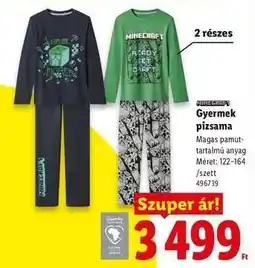 Lidl Gyermek pizsama ajánlat