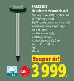 Lidl PARKSIDE Napelemes vakondriasztó ajánlat