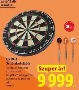 Lidl Crivit Szizál dartstábla ajánlat