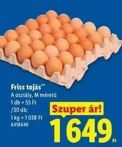 Lidl Friss tojás ajánlat