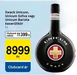 Tesco Zwack Unicum, Unicum Szilva vagy Unicum Barista keserűlikőr ajánlat