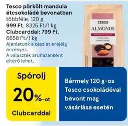Tesco Tesco pörkölt mandula étcsokoládé bevonatban ajánlat